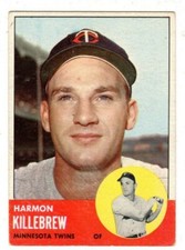 1963 Topps #500 Harmon Killebrew - Minnesota Twins, Excellent Condition