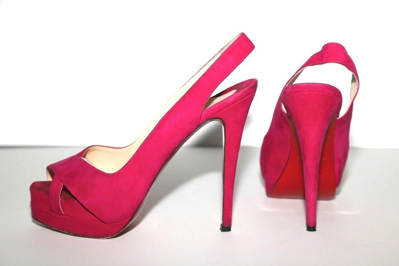 Christian Louboutin Pink Suede Platform Peep Toe Slingback Heel Sandals Size 39
Opens in a new windo