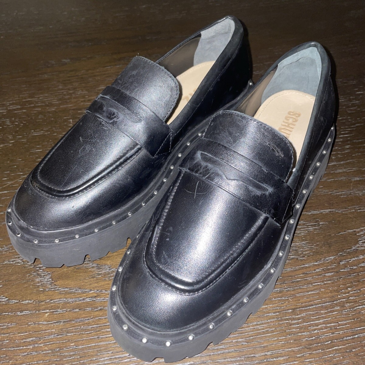 Schutz Christie Chunky Studded Lug Soles Black Leather  display picture 2