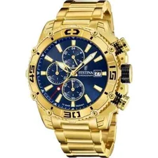 Festina Prestige F204922 Mens 48.5mm Gold Stainless Steel Blue Chrono Dial