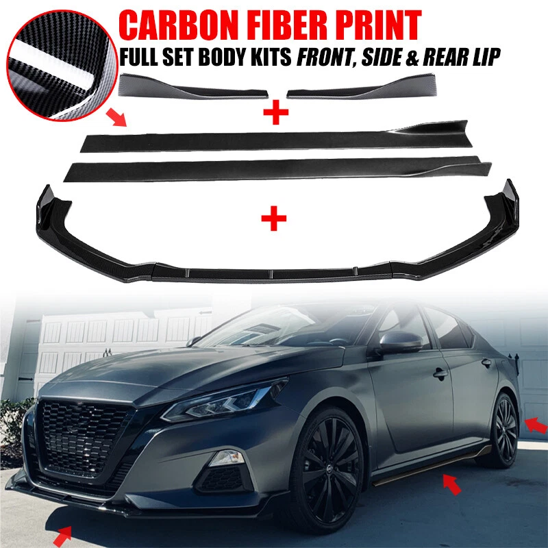 PARA NISSAN ALTIMA 2019-2022 LABIO DELANTERO + FALDÓN LATERAL + DIVISOR TRASERO ASPECTO CARBONO Foto 3 de 4
