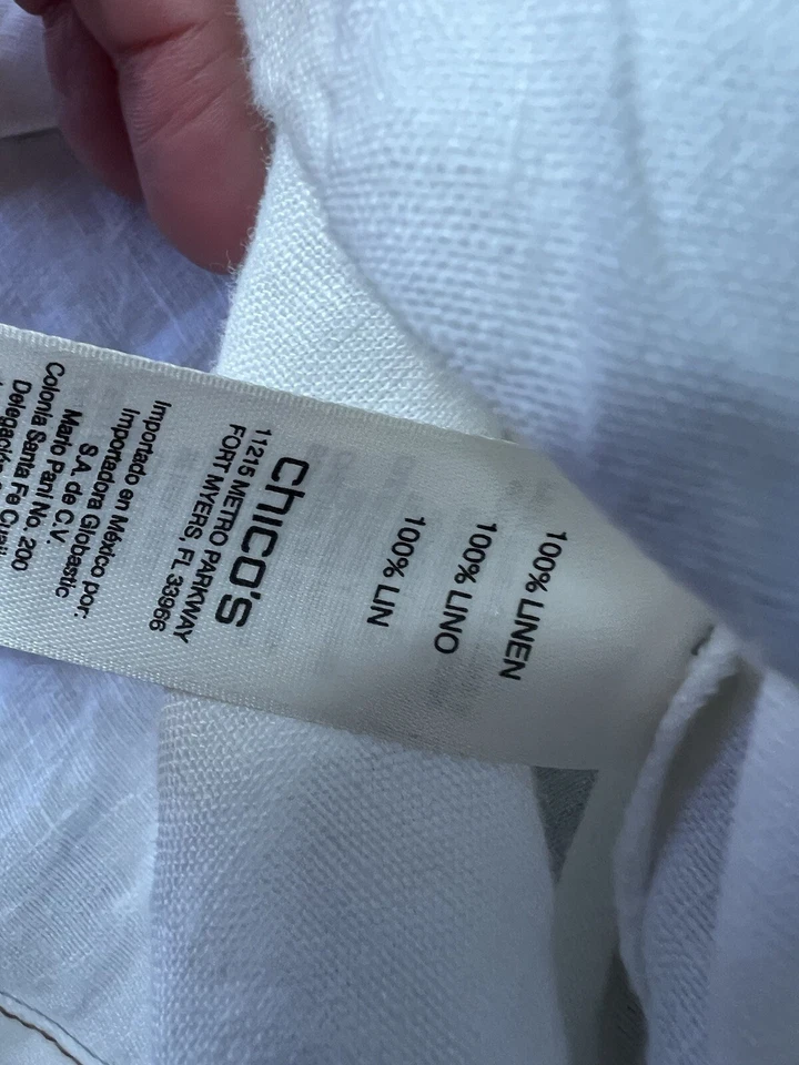 Chico’s 100% Linen Cropped Trench Jacket - White - Roll Sleeve Size 1 Small NEW - Image 4 of 4