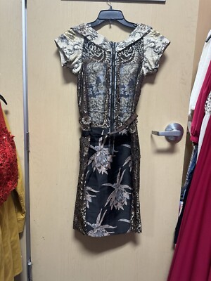 anthropologie embroidered brocade dress c1968 Thea Porter Embroidered Ivory & Brocade 'Faye' Dress – Shrimpton  Couture main image 0