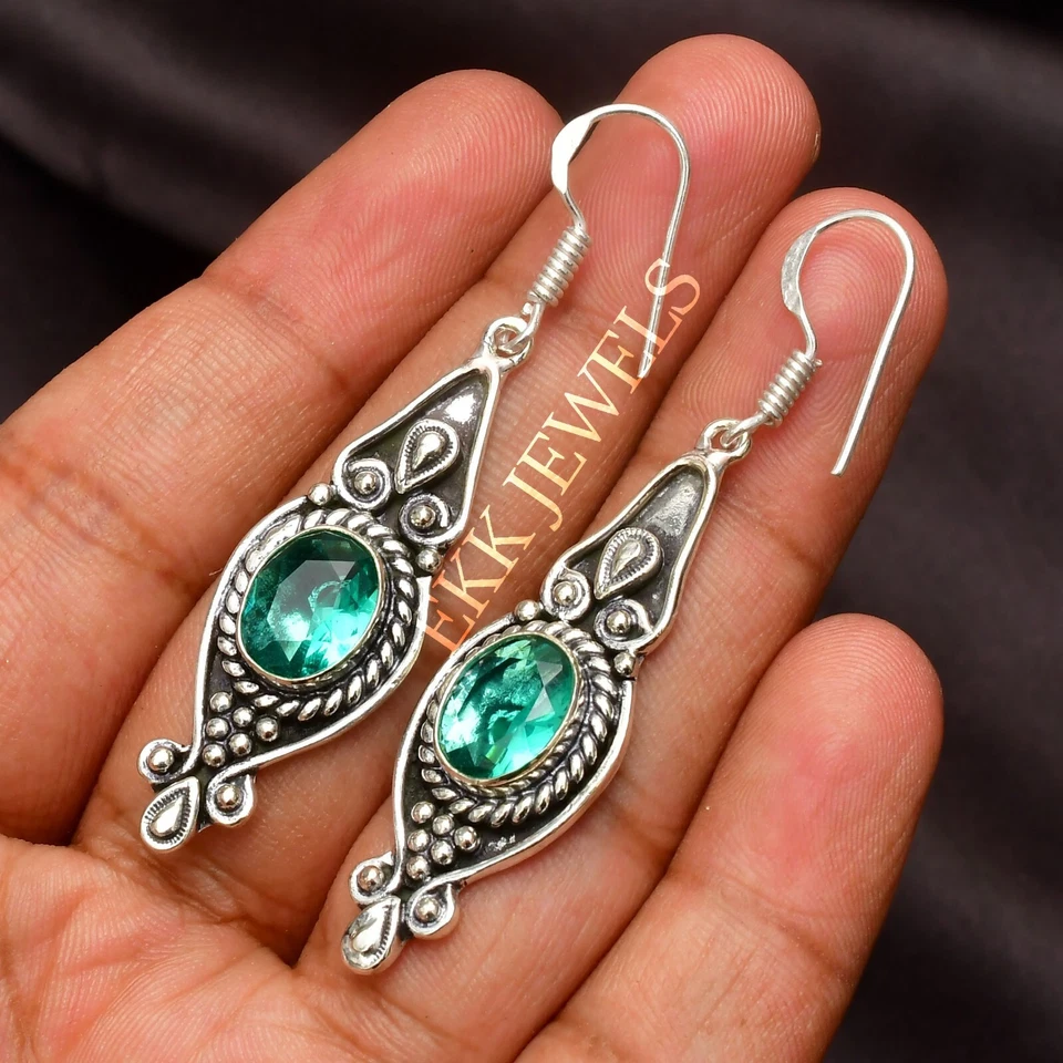 Orecchino gioiello fatto a mano in argento sterling 925 con pietra preziosa t... - Immagine 2 di 4