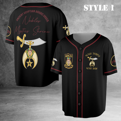 Custom Temple Shriners Nobles Mystic Shrine 3D Baseball Jersey Shirt S-5XL