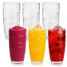 HEFTMAN Clear Swirl Plastic Tumblers Acrylic Glasses Washable Set of 6 550ml