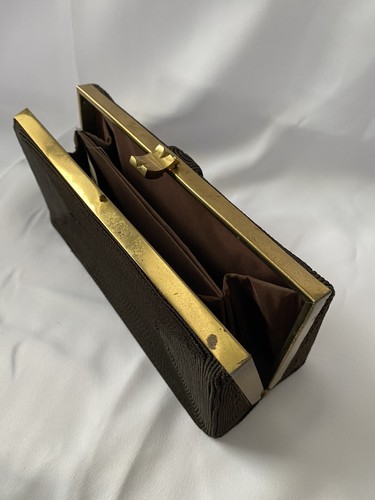 Borsa da sera vintage anni '50 marrone cioccolato frizione - Foto 17 di 24