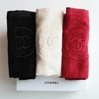 CHANEL Beaute Novelty Cotton Hand Towel 3pcs Red Black Cream NEW Korea
