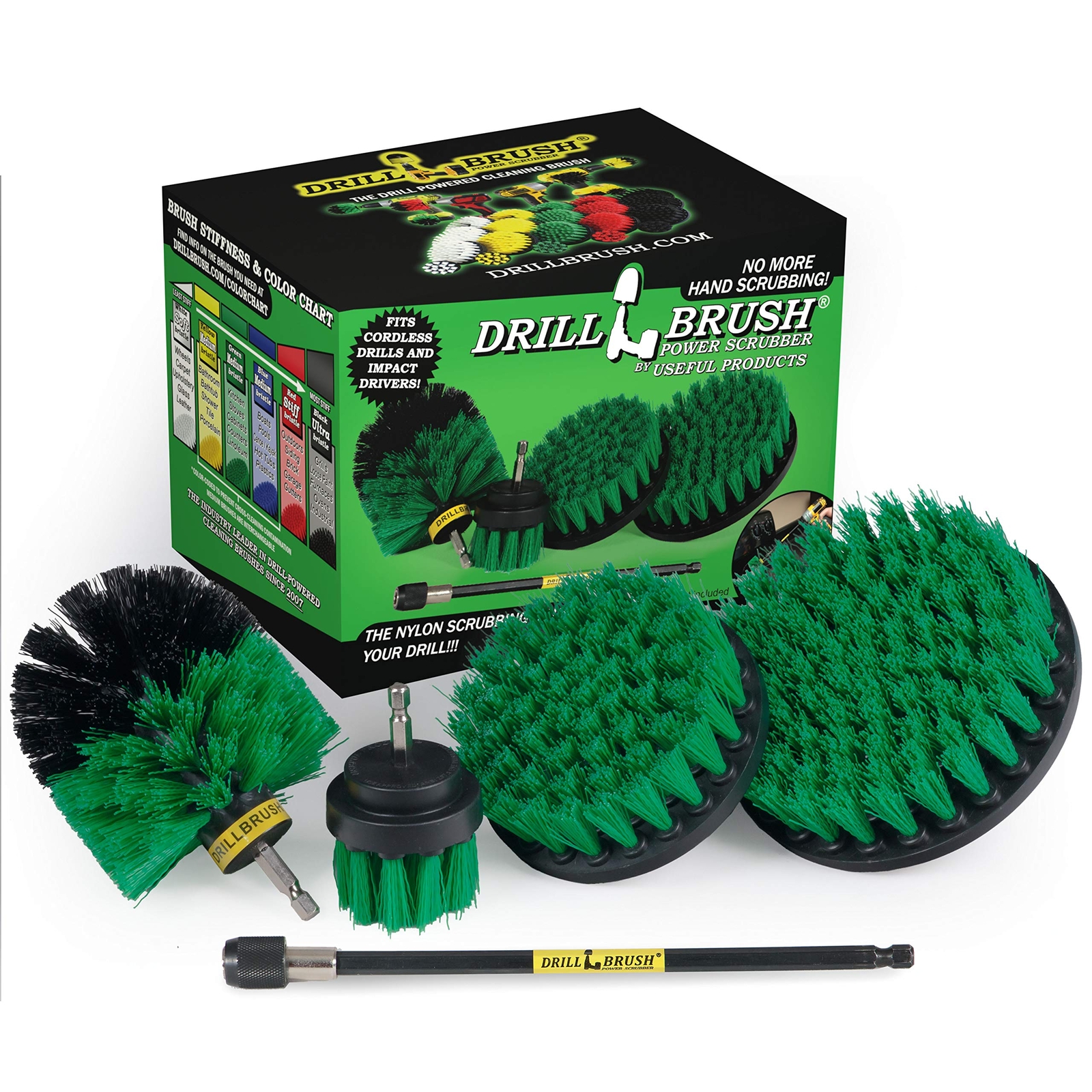 Drill Brush Set with Extension for Kitchen Cleaning and Counter Scrubbing
