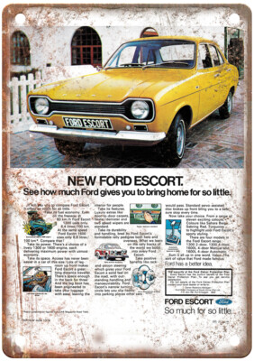 Vintage 1974 Ford Escort 1 Ad Retro Look Metal Sign A8291