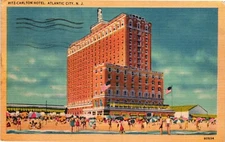Ritz Carlton Hotel Atlantic City New Jersey NJ C1930 Linen Vintage Postcard