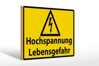 Holzschild Warnschild 30X20Cm Hochspannung Lebensgefahr