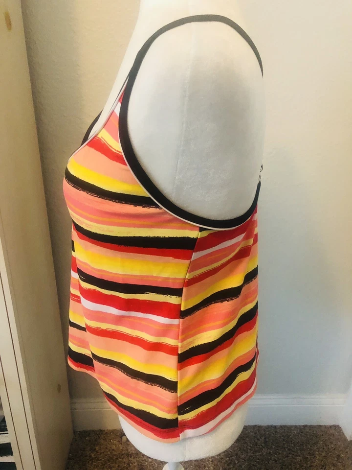Tankini a Rayas JAG Talla L Naranja Rosa Amarillo HAWAIIAN SUNSET Acolchado X Foto 2 de 4