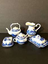 Miniature Blue  White Teapot Classic Treasures Collectable Porcelain 9 pc set