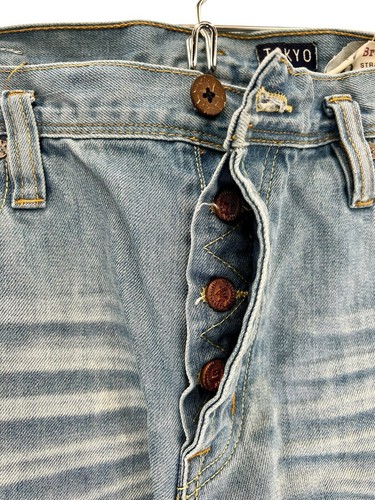 Vintage Y2K Tokyo Five Jeans Mens 36x32 Blue Baggy Whiskering Japanese Denim - Picture 8 of 15