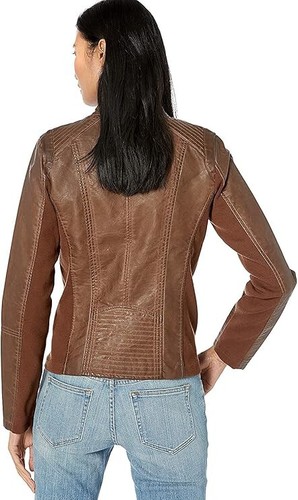Sebby Collection Women's Faux Leather Jacket with Moto Details, Large - Picture 2 of 2