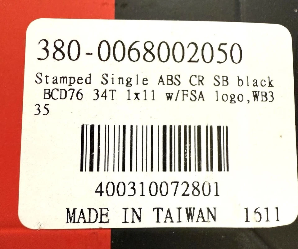 FSA K-Force MTB ABS BCD76 34 tooth Alloy MTB 4 Bolt Bike 1x11 Chainring WB335 - Image 3 of 4