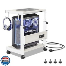 Hovadova Computer Tower Stand with Charge Station and USB Charging Port - Hei