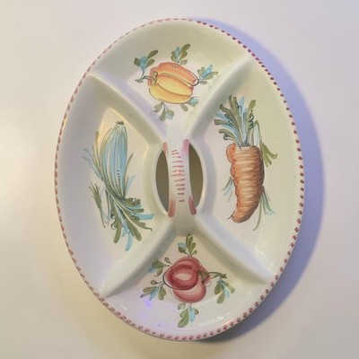 Vintage große italienische handbemalte Gemüseplatte