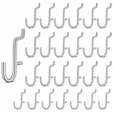 20 PCS Silver Metal Pegboard J Hooks 1/4 Inch Garage Tool Storage Rack