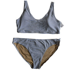 NWT Old Navy Terry Blue White Striped 2 Piece Bikini Swim Suit Plus sz 3X