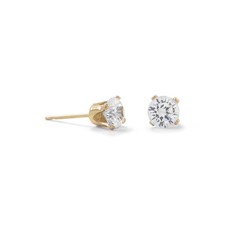 Women's Gold Plated 14/20 Gold Filled 5mm CZ Stud Earrings - Daily, Office Sen