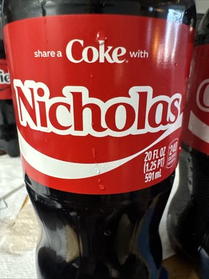 Share A Coke with   Nicholas   2025 Personalized Gift Coca Cola Bottle 20oz Nick