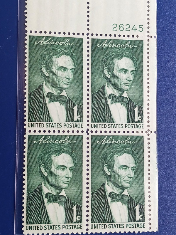 "Beardless Lincoln" plate block 4  #113