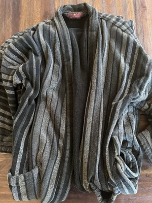 Vintage Nordstrom Charcoal and Light Gray HEAVY Cotton Robe Spa Quality
