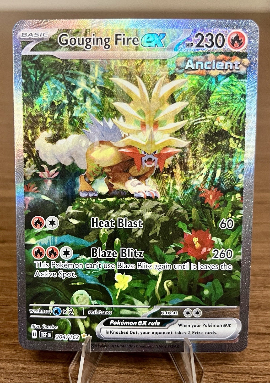 Pokemon TCG Gouging Fire Ex 204/162 Temporal Forces Full Art SIR Holo NM