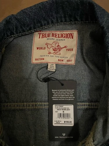 True Religion Men's Jesse SN Trucker Blue Denim Jean Jacket, Size M, NWT $159 image 3