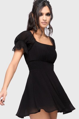 Killstar Celestial Night Off The Mini Dress Womens Puff Sleeve Goth Alternative