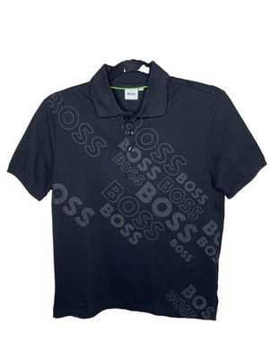 Hugo Boss Logos Polo Shirt Boys 12 Yrs XS Black Cotton Blend