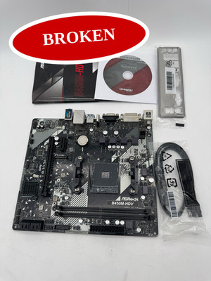 (BROKEN) ASRock B450M-HDV R4.0 AMD B450 AM4 Socket Micro ATX Motherboard HDMI