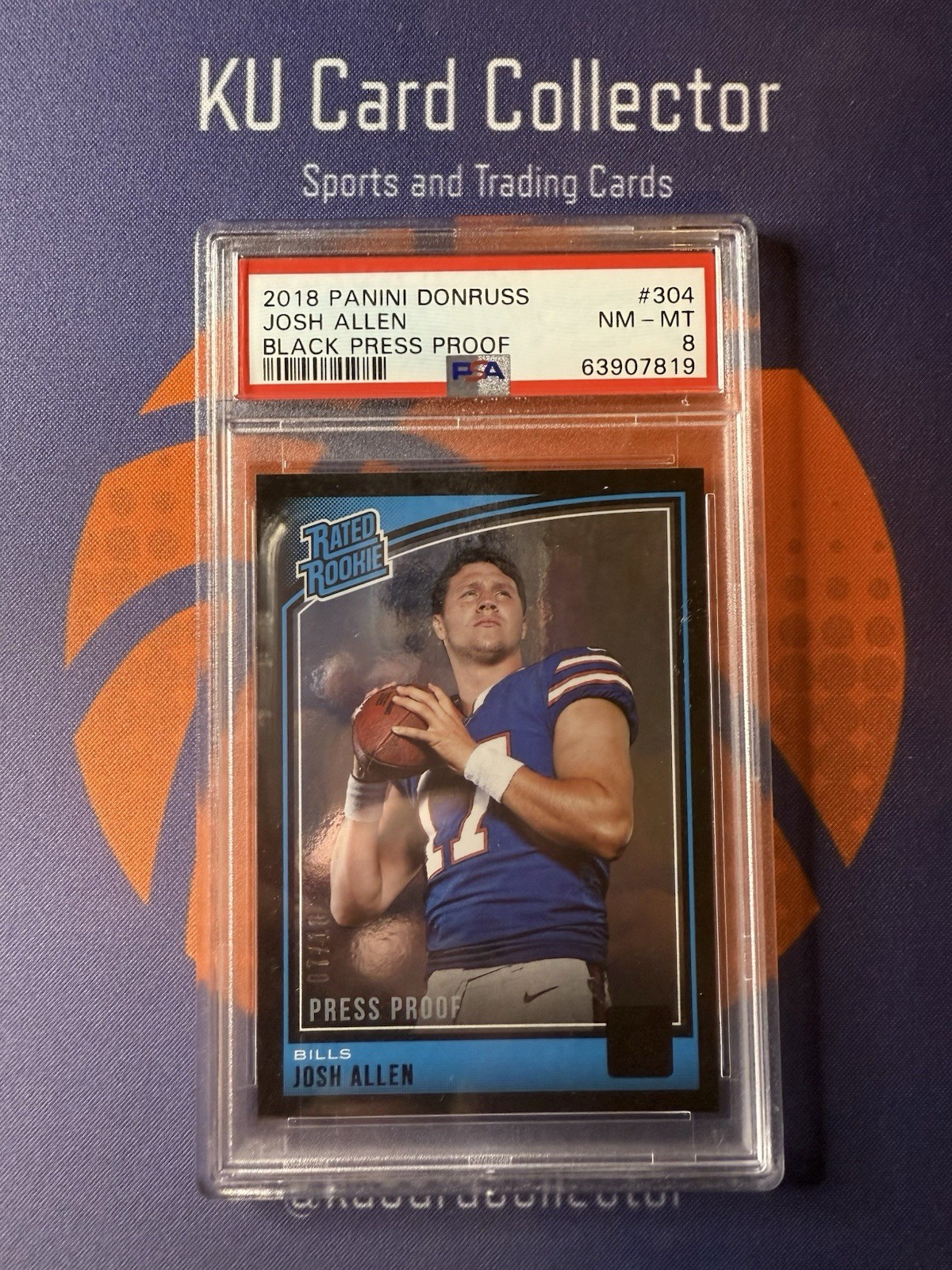 JOSH ALLEN PSA 8 2018 PANINI DONRUSS #304 ROOKIE PRESS PROOF BLACK 07/10 RC