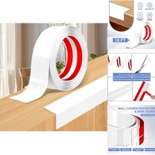 Versatile L-Shape Wall Corner Guards trim 10 Ft Quick Peel Stick Installation