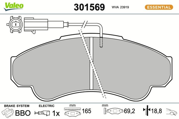 Valeo Bremsbelagsatz, Scheibenbremse 301569 FüR CitroËN Passend FüR Fiat-image
