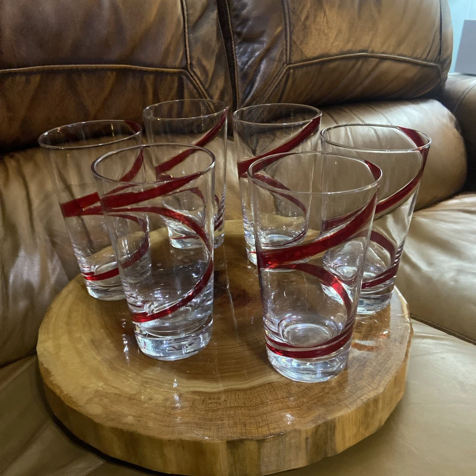 6 copos pier aposentados 1 redemoinho vermelho 16 oz 6 1/4” HTF! Ótimo! - Imagem 4 de 4