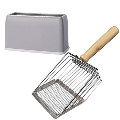 DUSTNIX Cat Litter Scoop, Premium Kitty Shovel with Hook and Hole, Silver
