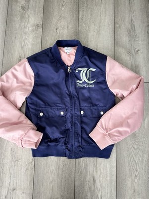 Juicy Couture Bomber Jacket Blue Pink Size S Logo Y2K Womens RRP £120