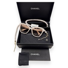 Chanel Sunglasses Taupe Beige Gold CC Logo Chain ch5487A 1697/13 with Case