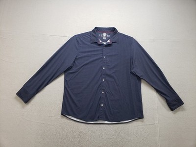 Flag & Anthem Madeflex Men Shirt XL Blue Dotted Button Up Long Sleeve Casual