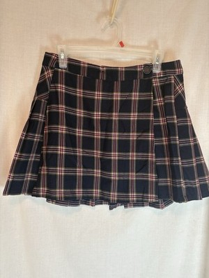 Jolt Pleated Plaid Mini Skirt Junior size Small Black Red Vintage Y2K Look