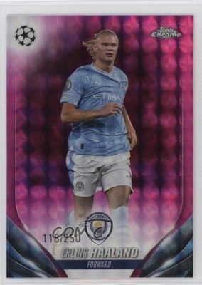 2023 Chrome UEFA Club Competitions Pink Geometric Refractor Erling Haaland 4x9