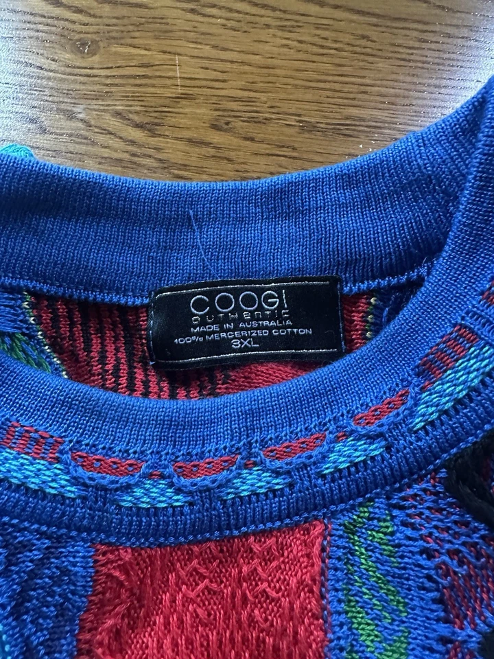 Coogi классический Австралии многоцветный абстрактный 3D вязаный свитер 90-х винтажный размер 3XL - Изображение 4 из 4