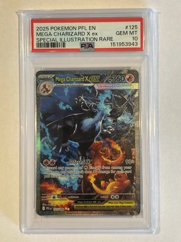 2025 POKEMON PFL EN-PHANTASMAL FLAMES #125 MEGA CHARIZARD X EX PSA 10