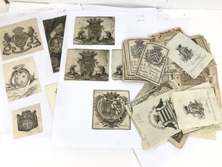 LOT D'EX LIBRIS variés ÉTIQUETTES DE LIBRAIRES XVIIIe XIXe