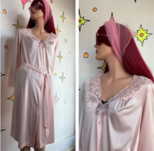 Vintage Vanity Fair Pink Lace Dressing Robe Glam Coquette Dollcore Kawaii L