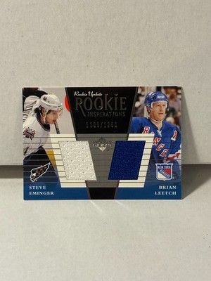 Brian Leetch + Steve Eminger  New York Rangers + Capitals  Double Jersey Cards