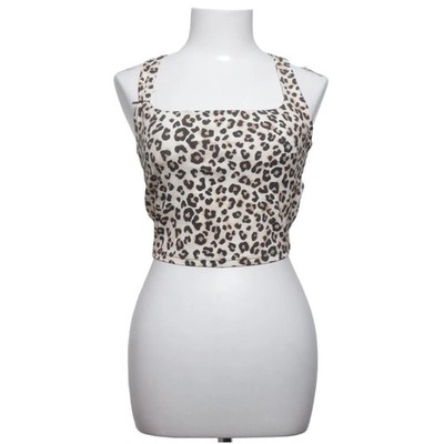 Sassy Classy, Crop Top, Größe: L, Beige/Schwarz, Elasthan/Polyamid, Leopard #LXY
